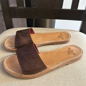 Freebird Women’s Golden Leather Slip On Slides Sandals Brown Size 8